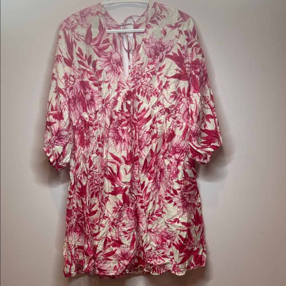 Divided Pink Floral Mini Dress